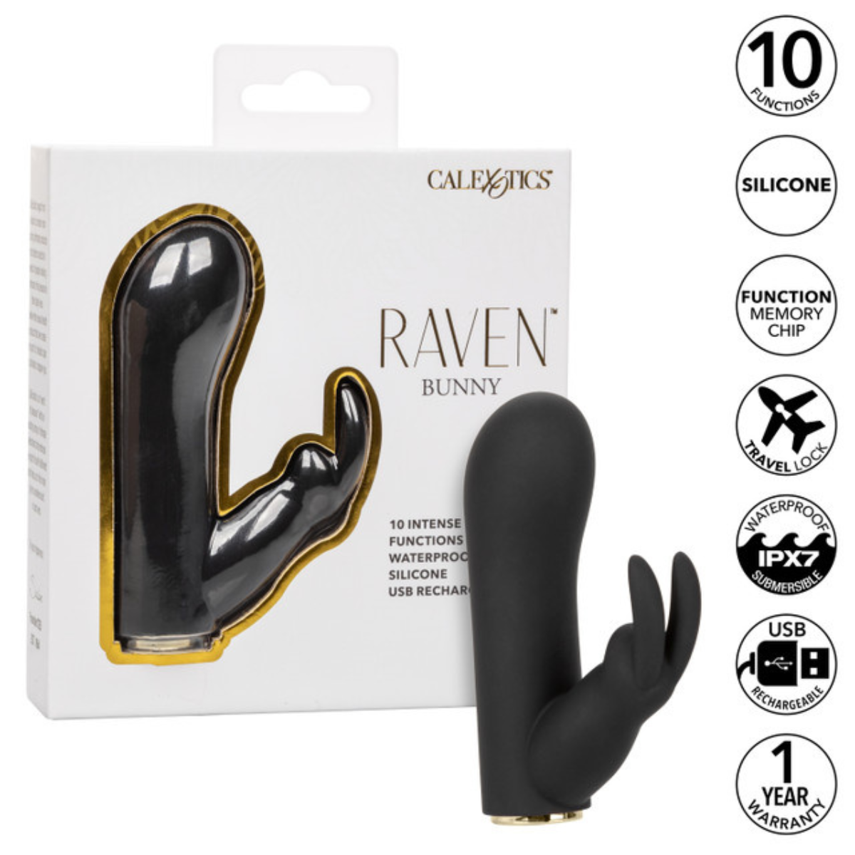 Vibrador Conejo Raven Bunny 10 Funciones Recargable CalExotics