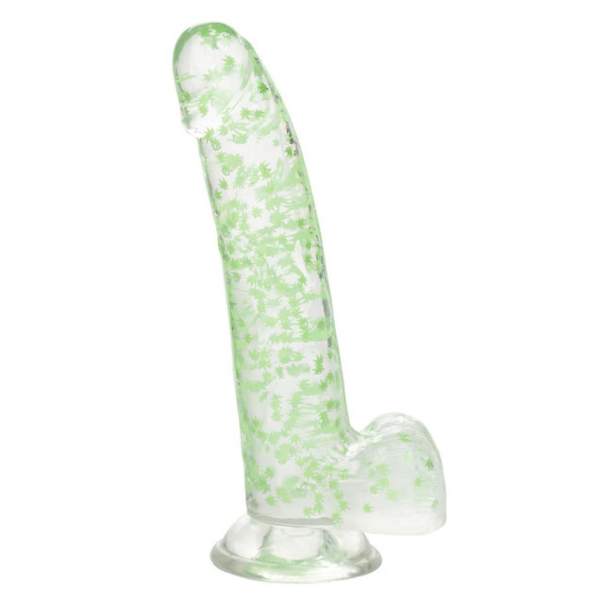 Dildo Realista Glow in the Dark Naughty Bits Weed Leaf 8” con Ventosa - Image 8