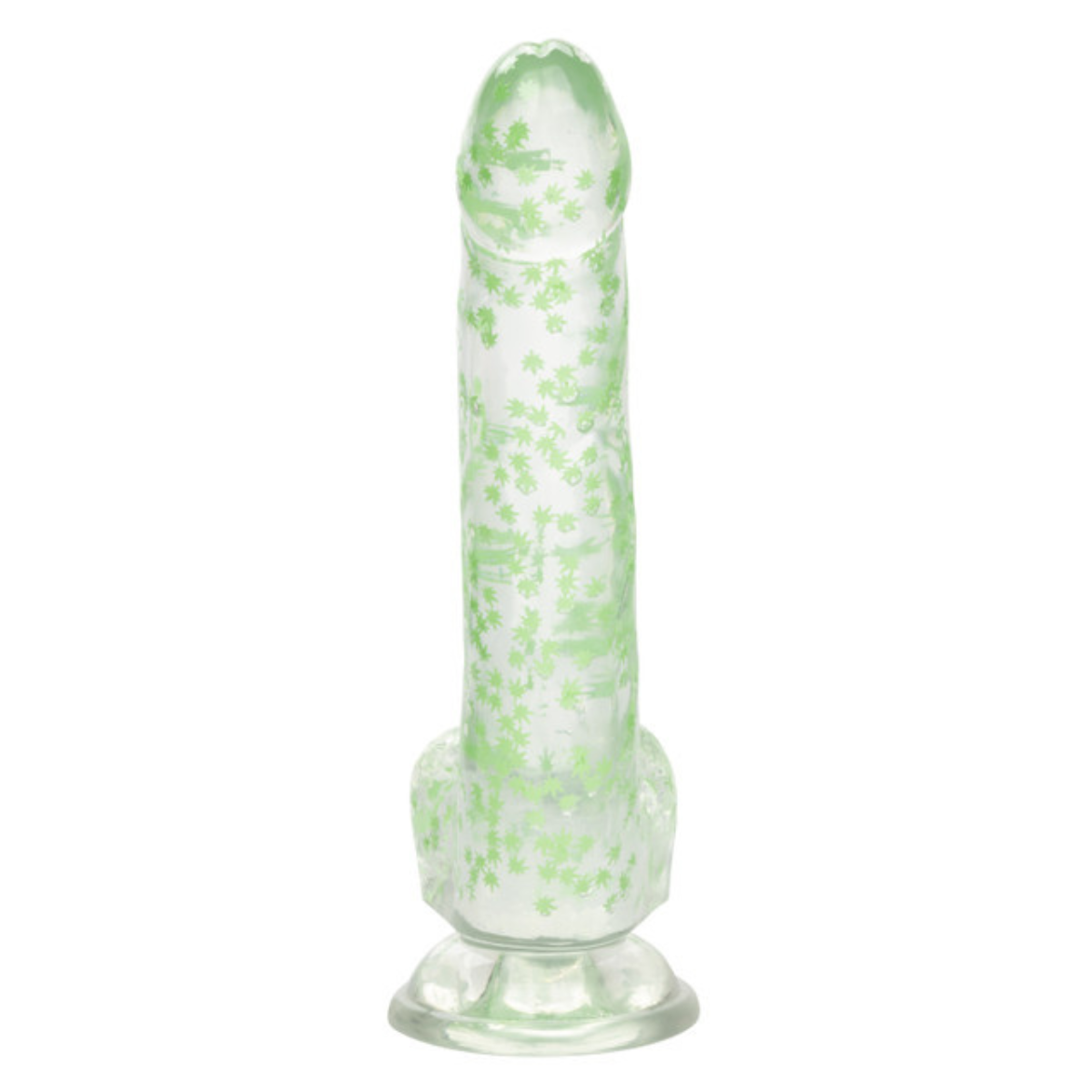 Dildo Realista Glow in the Dark Naughty Bits Weed Leaf 8” con Ventosa - Image 10