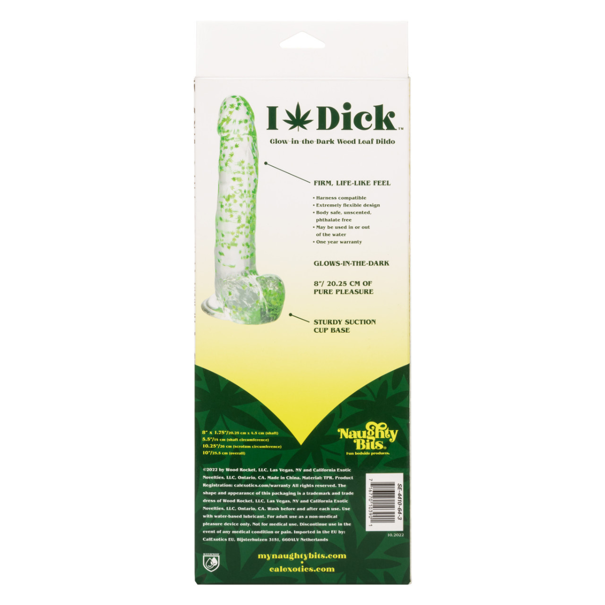 Dildo Realista Glow in the Dark Naughty Bits Weed Leaf 8” con Ventosa - Image 3