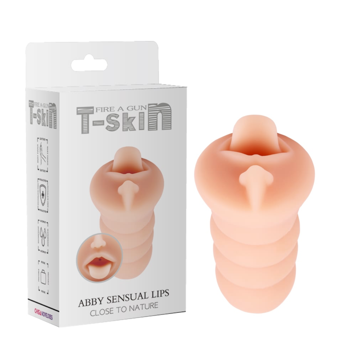Masturbador Realista Abby Sensual Lips T-Skin | Estimulación Oral Compacta