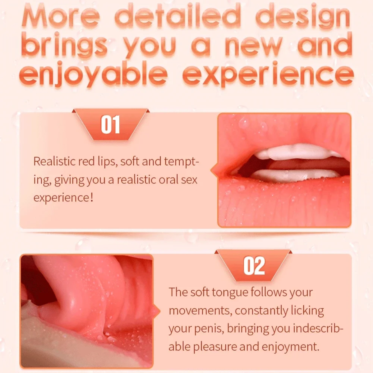 Masturbador Realista 2 en 1 con Orificio Oral y Vaginal | Textura Suave y Ajustada - Image 8