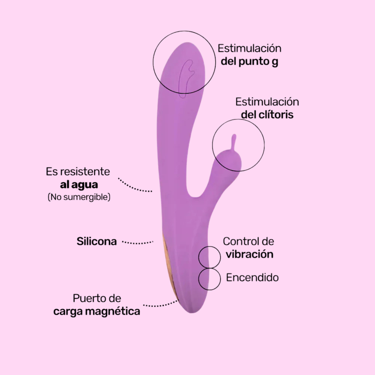 Vibrador Conejo Punto G y Clítoris Recargable con Silicona Suave Leyla