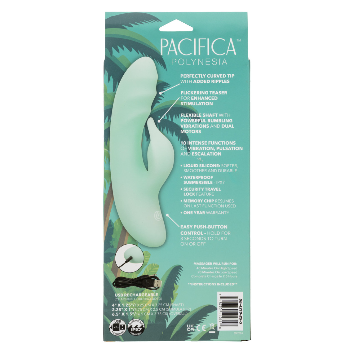 Vibrador Conejo Pacifica Polynesia 10 Funciones Recargable - Image 6