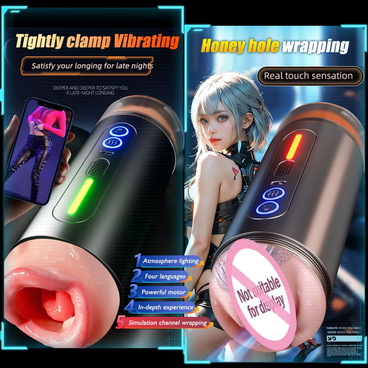 Masturbador Automático Exxxotica Exclusive 2 en 1 con Vibración y Voz Inteligente - Image 6