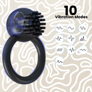 Anillo Vibrador Pene 10 Modos Silicona Recargable Negro