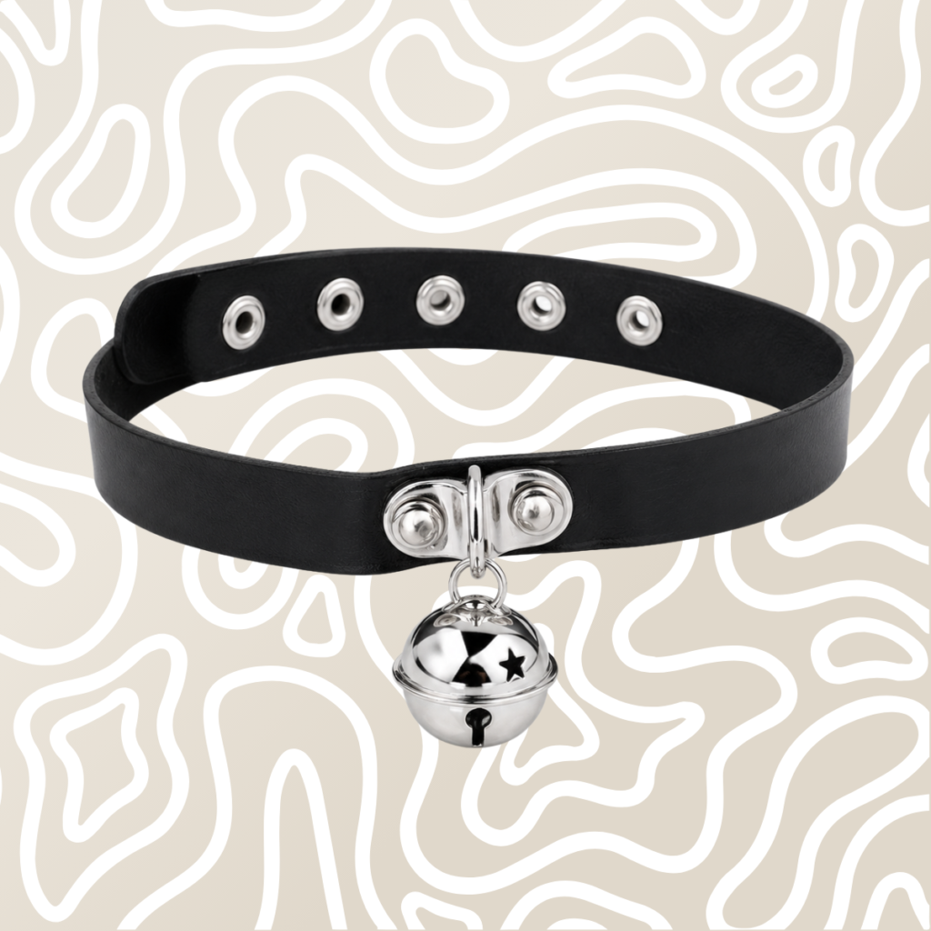 Collar Gargantilla BDSM Negro Con Cascabel Ajustable Adultos