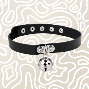 Collar Gargantilla BDSM Negro Con Cascabel Ajustable Adultos