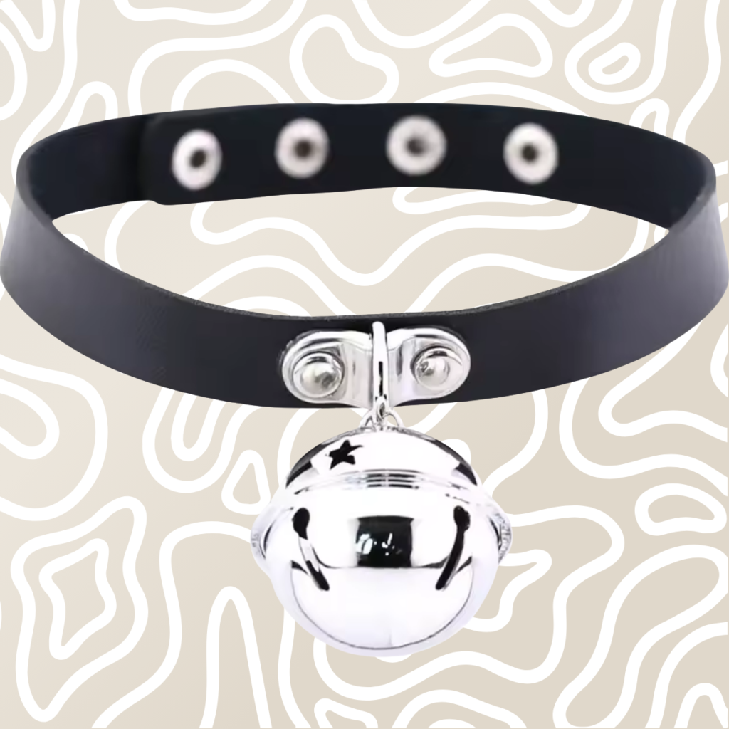 Collar Gargantilla BDSM Negro Con Cascabel Ajustable Adultos