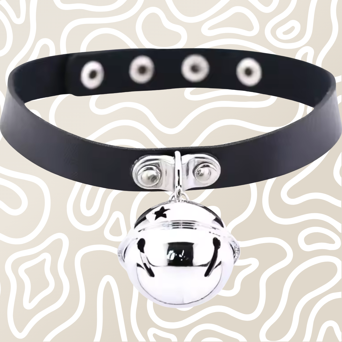 Collar Gargantilla BDSM Negro Con Cascabel Ajustable Adultos - Image 2