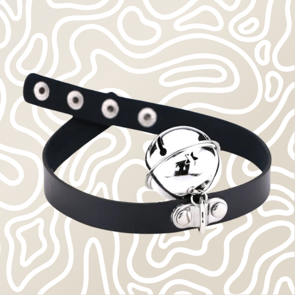Collar Gargantilla BDSM Negro Con Cascabel Ajustable Adultos