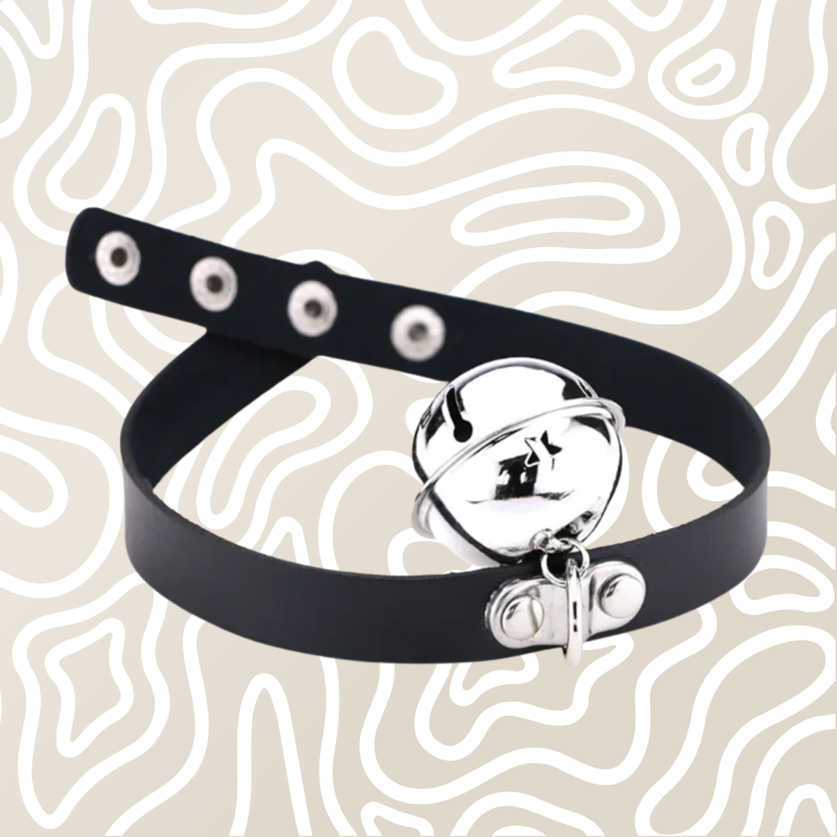 Collar Gargantilla BDSM Negro Con Cascabel Ajustable Adultos - Image 3