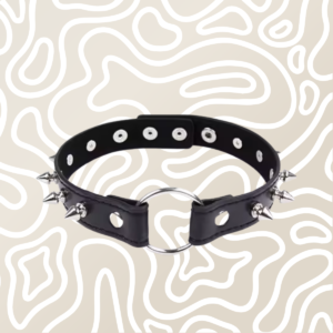 Collar Gargantilla BDSM Negra Con Picos Y Argolla Metalica Ajustable Adultos