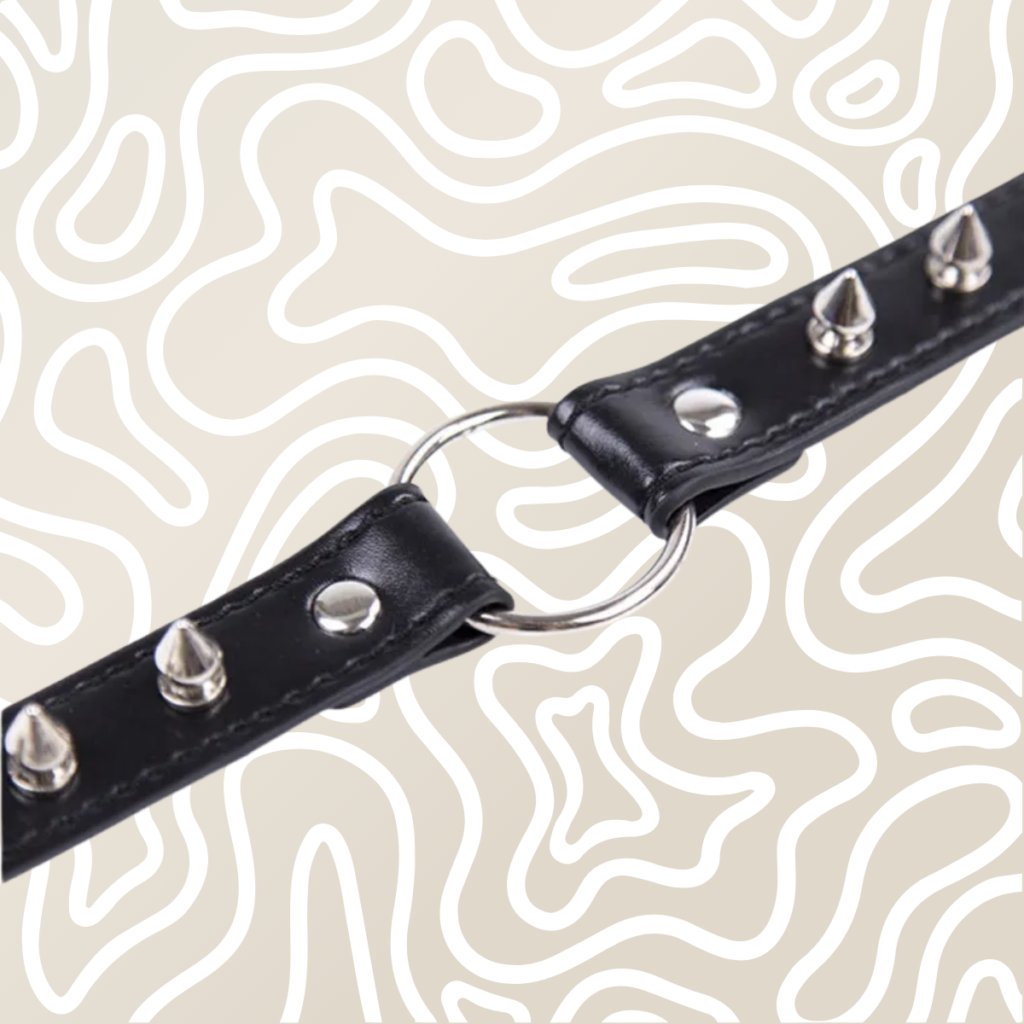 Collar Gargantilla BDSM Negra Con Picos Y Argolla Metalica Ajustable Adultos