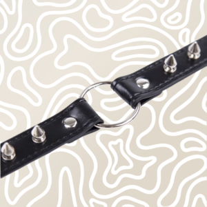 Collar Gargantilla BDSM Negra Con Picos Y Argolla Metalica Ajustable Adultos: imagen 3