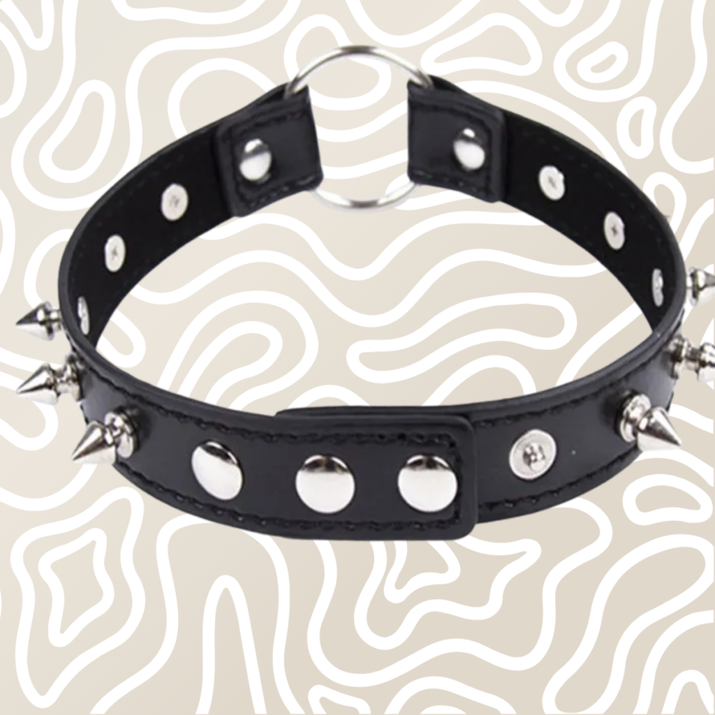 Collar Gargantilla BDSM Negra Con Picos Y Argolla Metalica Ajustable Adultos