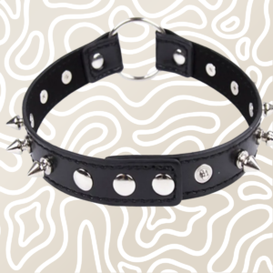 Collar Gargantilla BDSM Negra Con Picos Y Argolla Metalica Ajustable Adultos: imagen 2