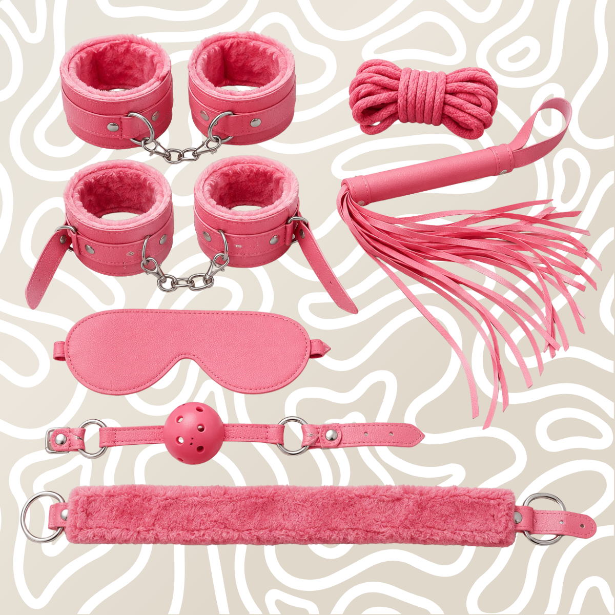 Kit BDSM Para Parejas Con Esposas Mordaza Venda Látigo Y Cuerda Shibari - Image 6
