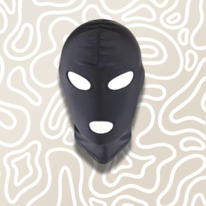 Mascara BDSM Negra Tipo Satinada Con Aberturas Ojos Y Boca
