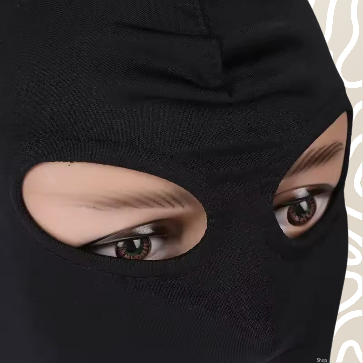 Mascara BDSM Negra Tipo Satinada Con Aberturas Ojos Y Boca - Image 4
