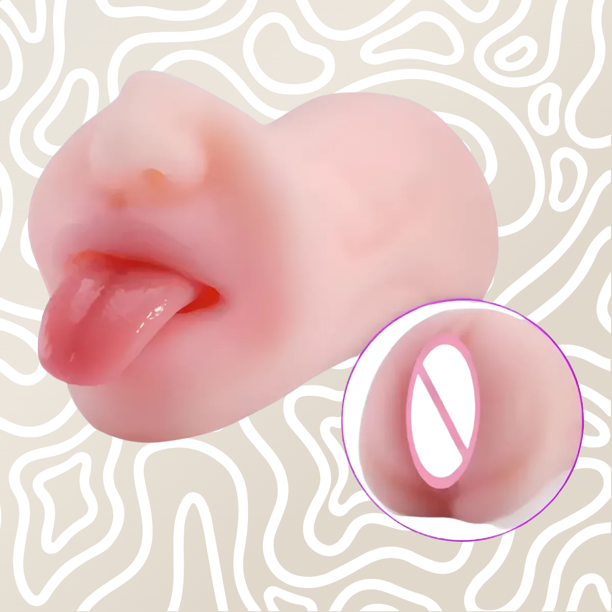 Masturbador Masculino 2 En 1 Boca Y Vagina Realista 17cm: imagen 1