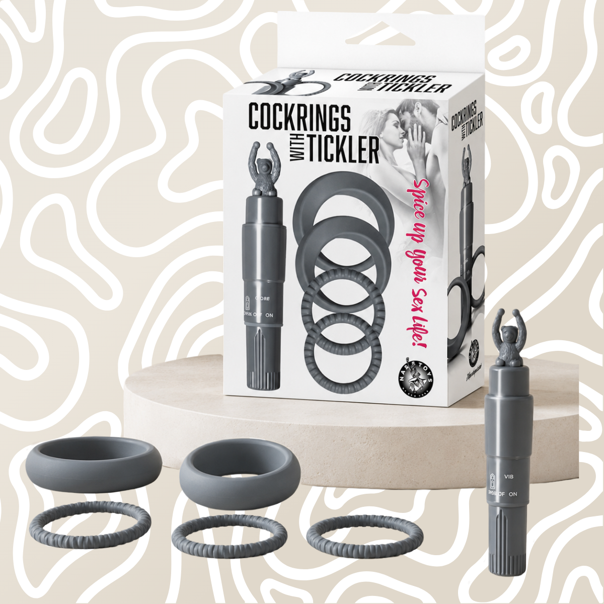 Cockring Vibrador con Tickler + 5 Anillos Ajustables Estimulador Masculino: imagen 1