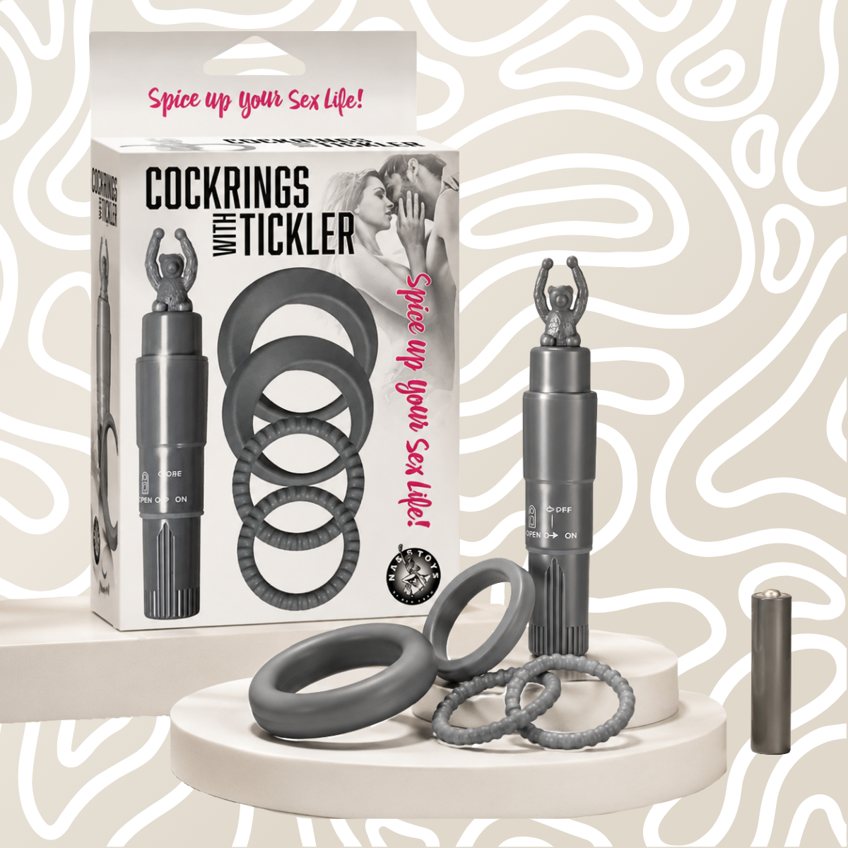 Cockring Vibrador con Tickler + 5 Anillos Ajustables Estimulador Masculino: imagen 2
