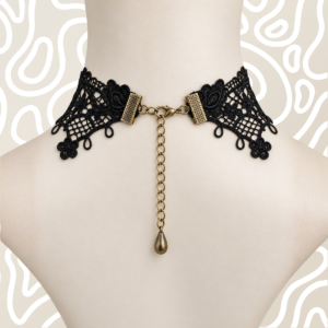 Gargantilla Choker Encaje Negro Rosa Roja Dije Vintage Mujer: imagen 6