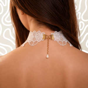 Collar Gargantilla Encaje Blanco Perlas Dije Vintage Mujer: imagen 2