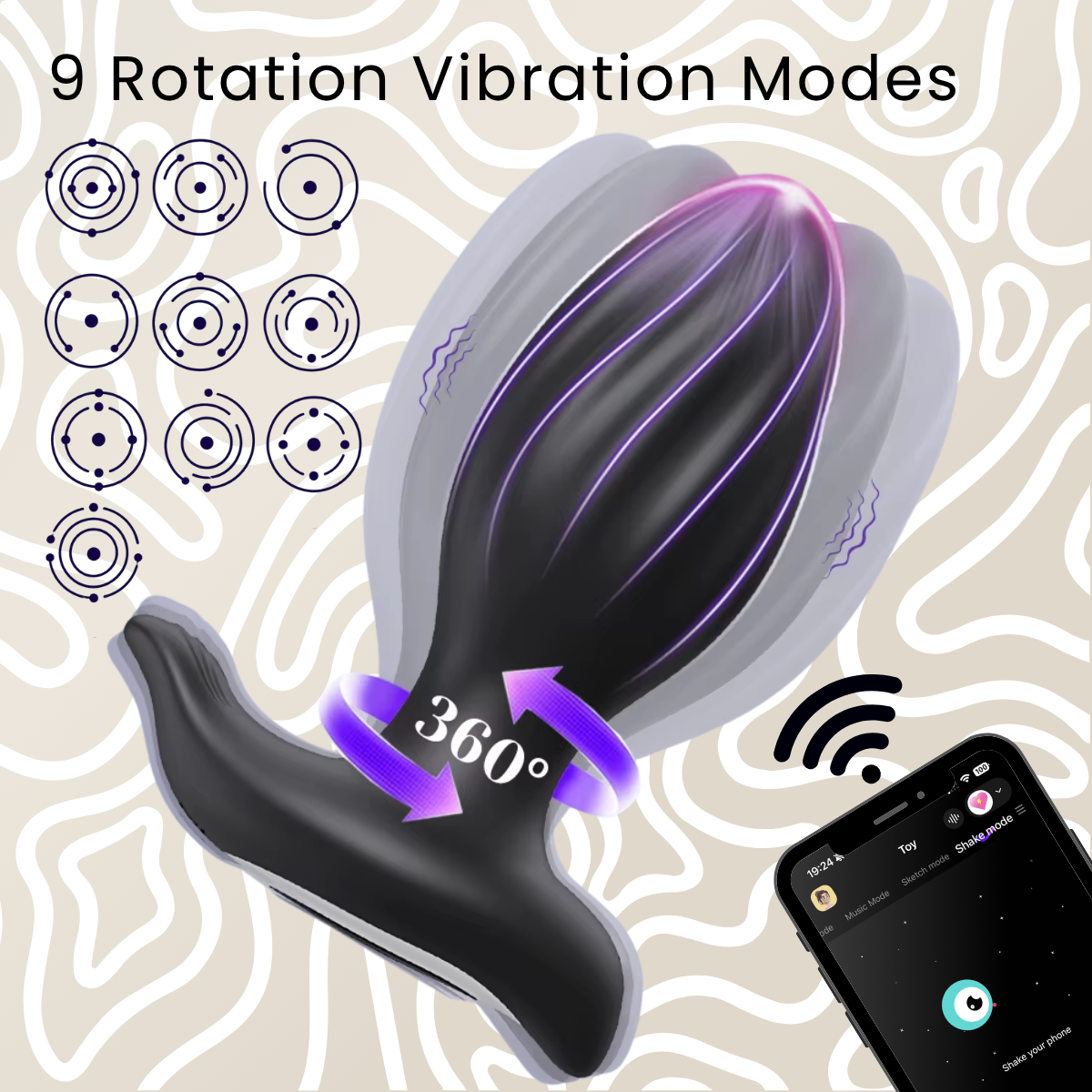 Plug Anal Rotatorio 360° con App 9 Modos Recargable USB Control Remoto: imagen 2