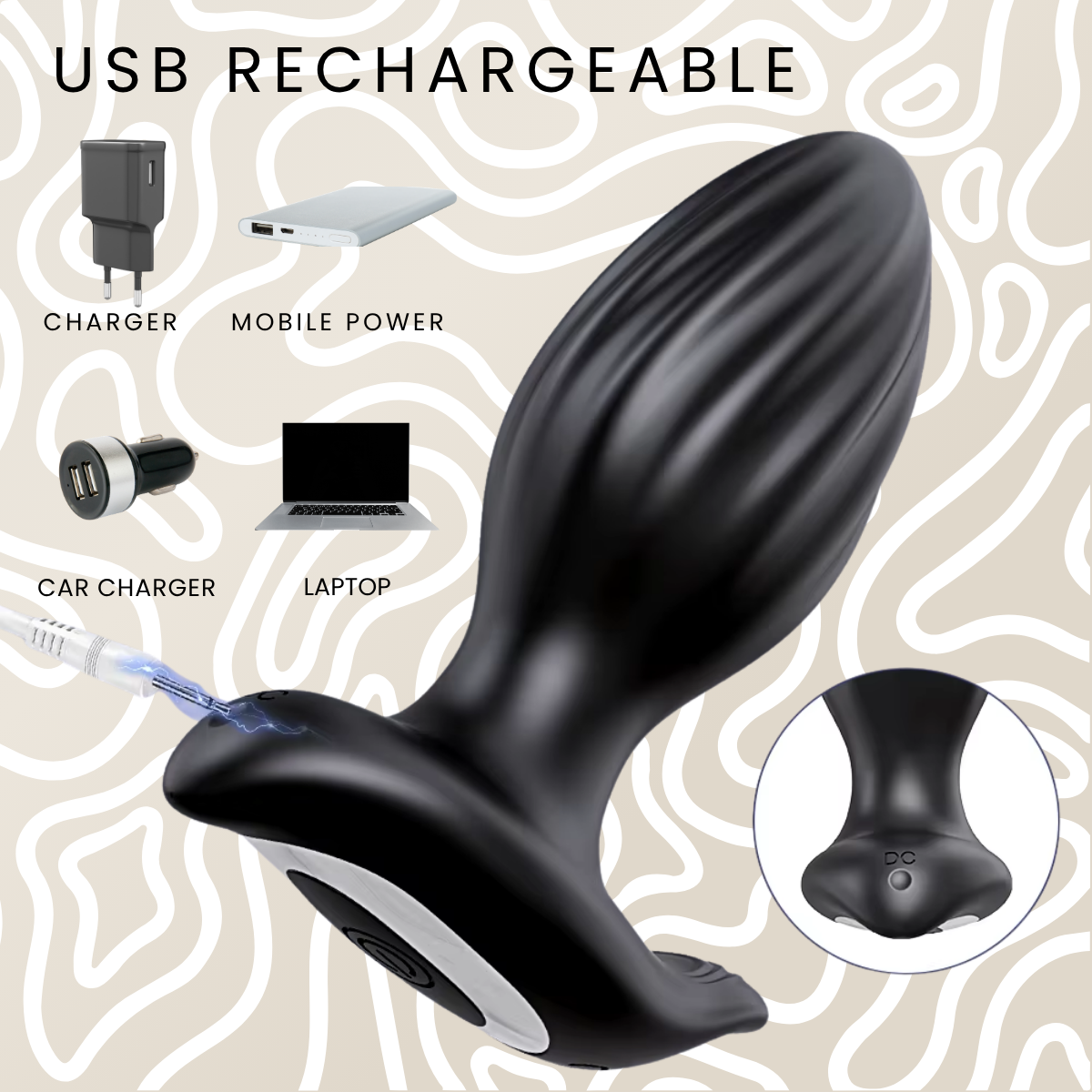 Plug Anal Rotatorio 360° con App 9 Modos Recargable USB Control Remoto: imagen 5