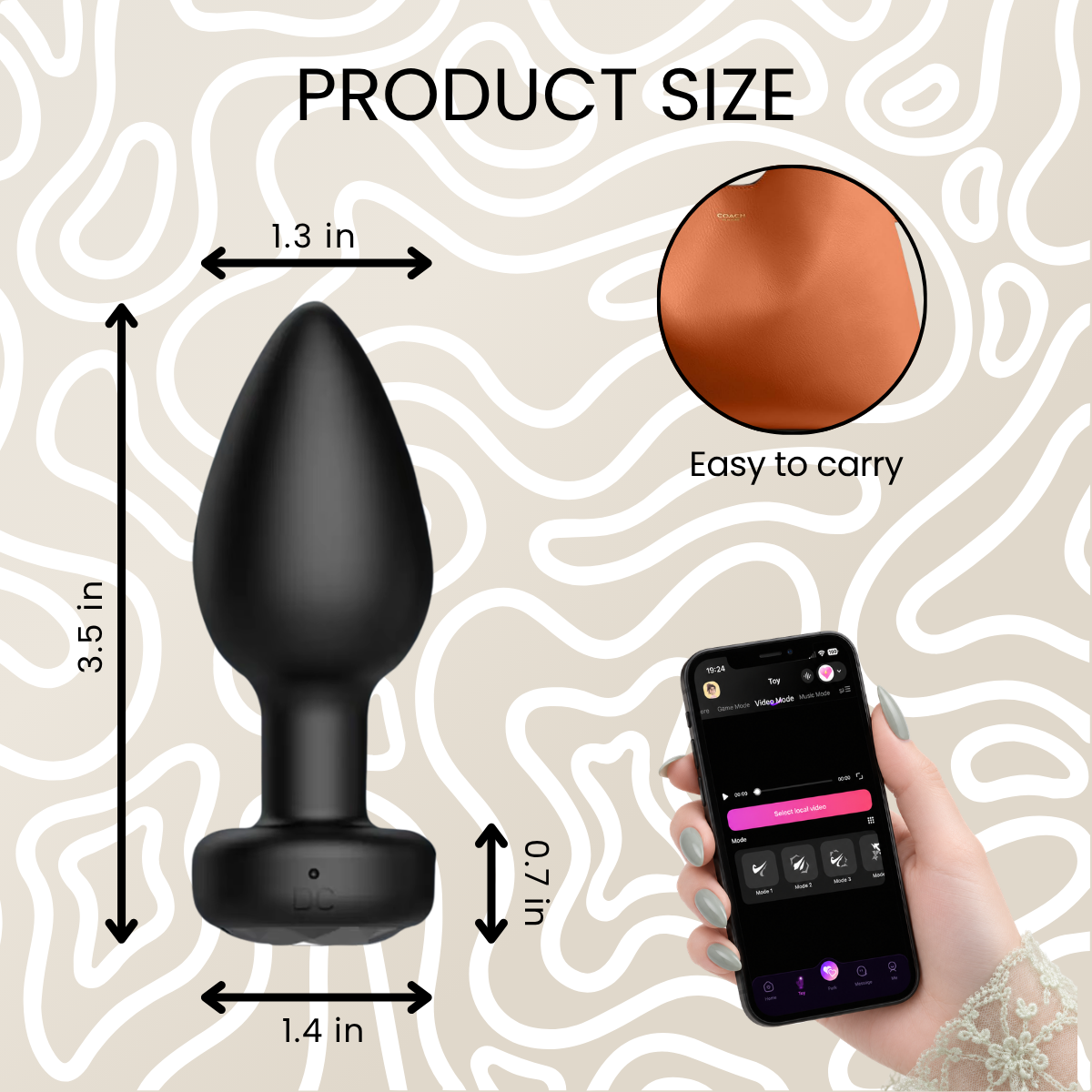 Plug Anal Vibrador App Control Remoto 10 Modos Recargable USB Silicona: imagen 3